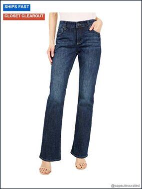 High Rise Bootcut Jeans with Whiskering Contrast Stitching
